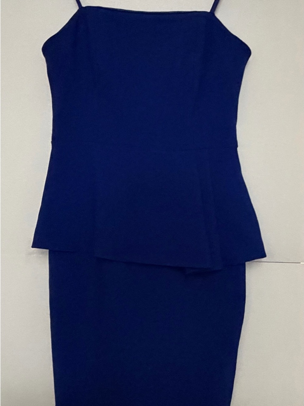 Tracy Reese Royal Blue Spaghetti Strap Peplum Midi Dress